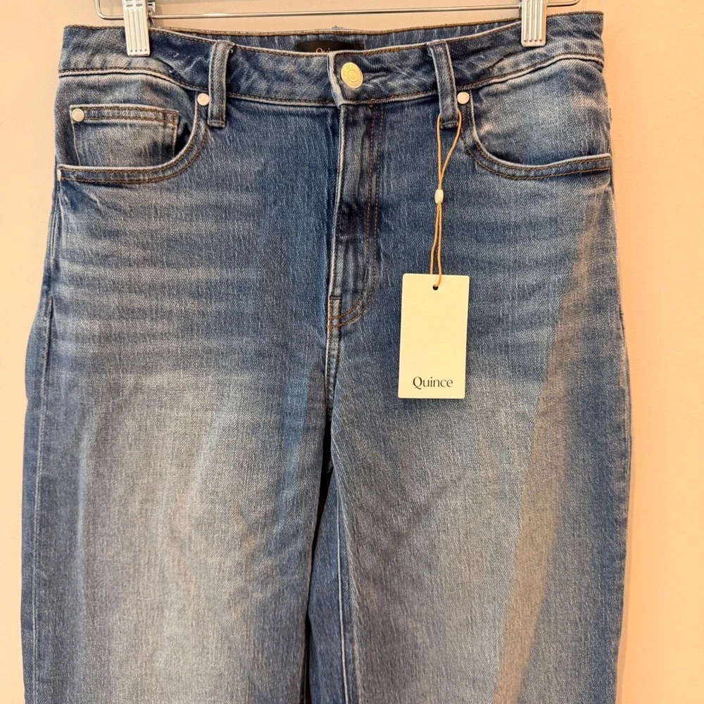 Quince Bella Stretch Relaxed Straight Jeans Denim Atlantic Blue 28 Short NWT